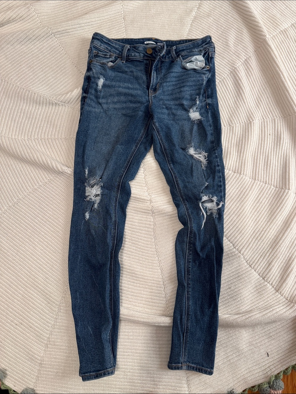 Old Navy Dark Blue Distressed Skinny Jeans